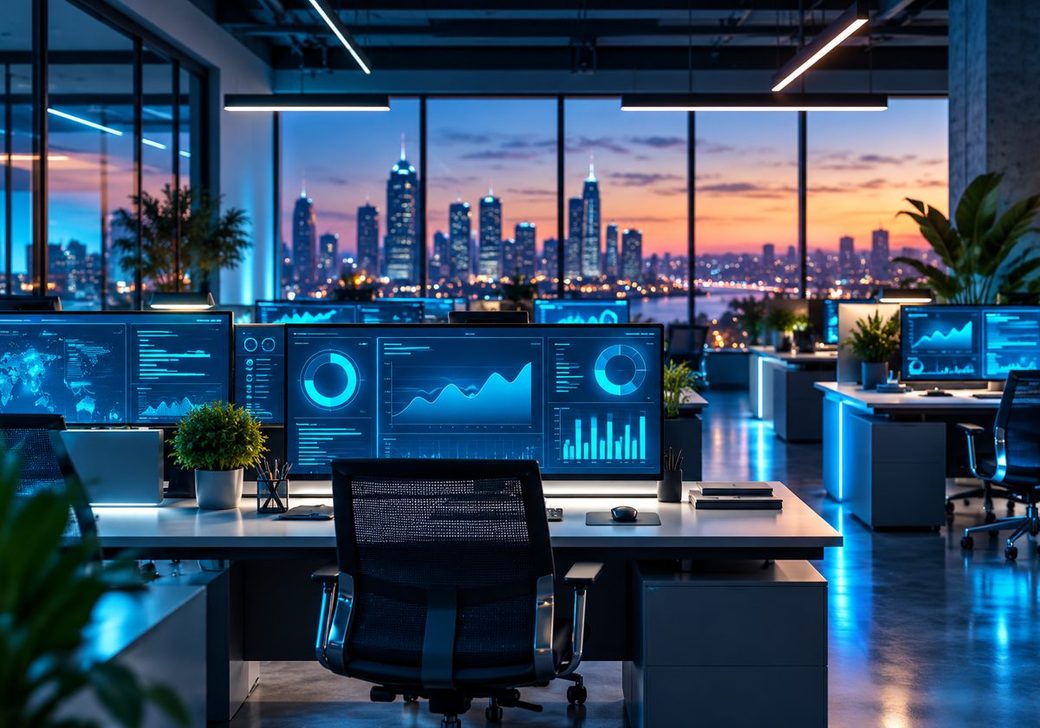 Engineers collaborating at a workstation