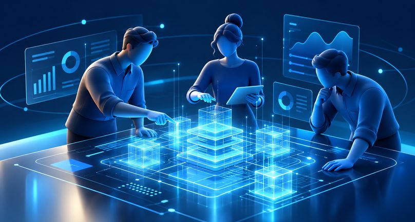 A small engineering team working together